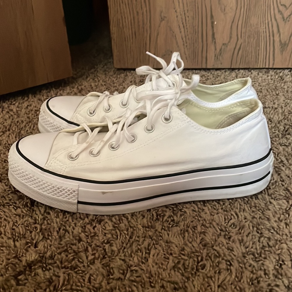 White Platform Converse Low Top - image 2